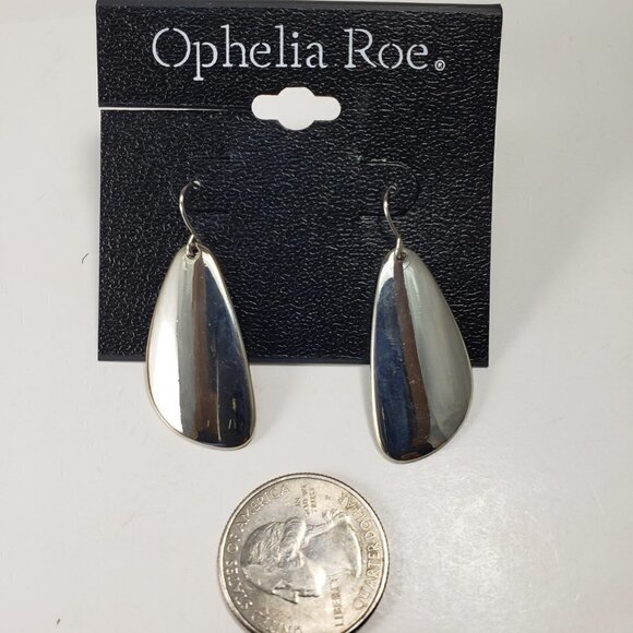 Polished Silver-tone Teardrop Fishhook Earrings - Picture 5 of 6